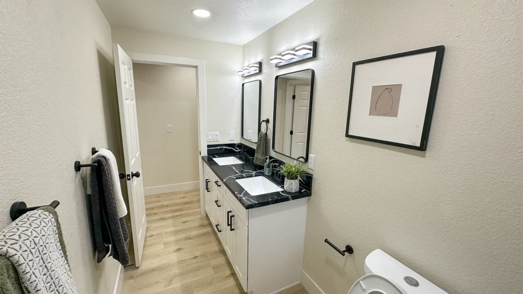 Bathroom remodel featuring new shower systems and integrated alcove tub configurations in Sacramento, CA by Tenax Construction