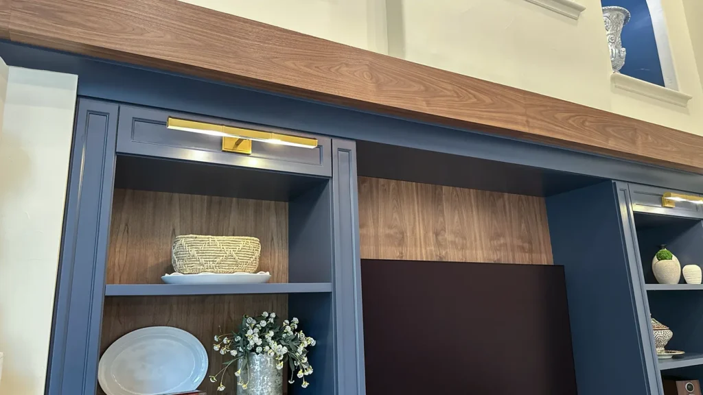 Elegant kitchen remodel featuring custom walnut inset-door cabinets on island and hutch areas in Granite Bay, CA by Tenax Construction