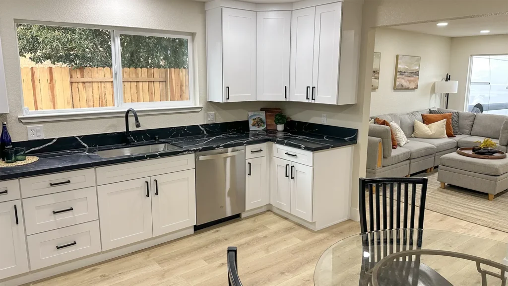 Kitchen remodel featuring upgraded electrical wiring to meet current code and support new fixtures in Sacramento, CA by Tenax Construction