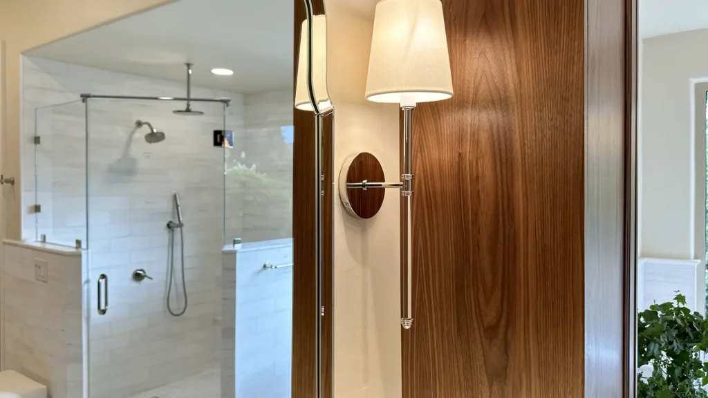 Luxury bathroom remodel featuring spa-inspired wet room design with frameless glass shower in Granite Bay, CA by Tenax Construction