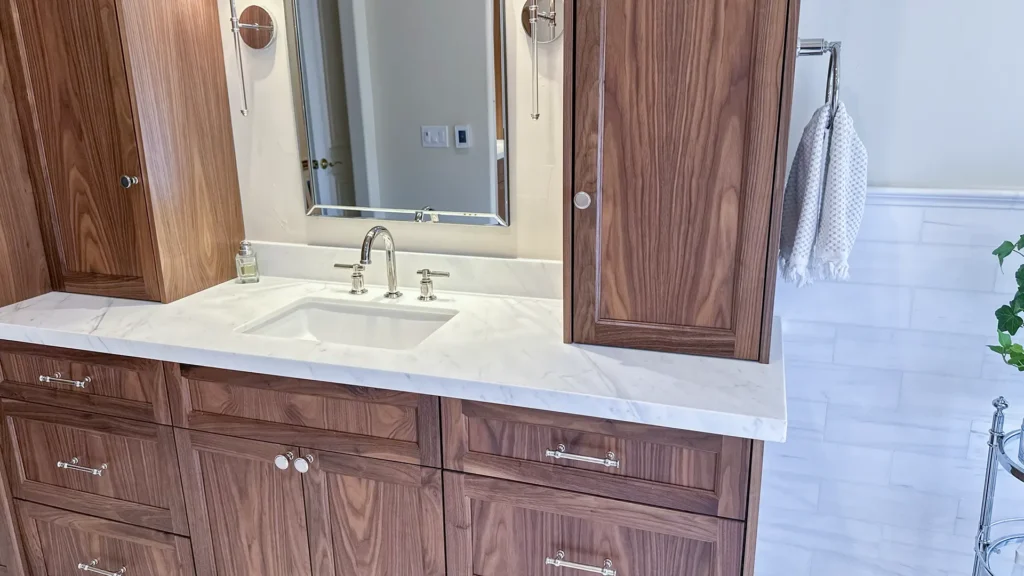 Luxury bathroom remodel featuring tile wet area with seamless grout lines and waterproofing in Granite Bay, CA by Tenax Construction