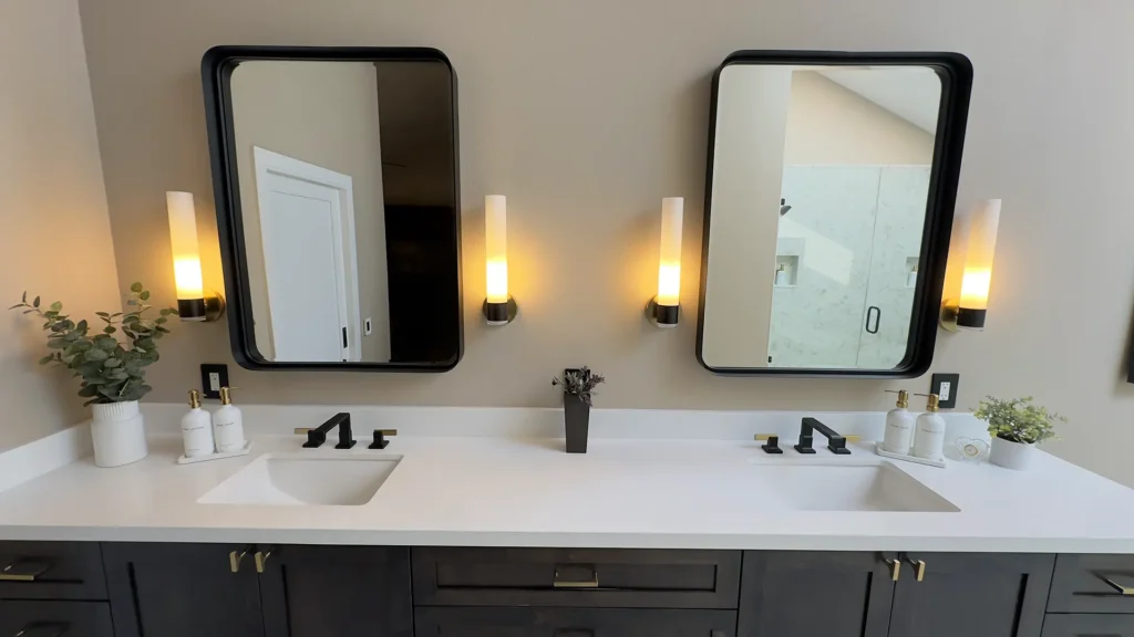 Luxury primary bathroom remodel featuring bidet outlet and upgraded ventilation for enhanced comfort in Gold River, CA by Tenax Construction
