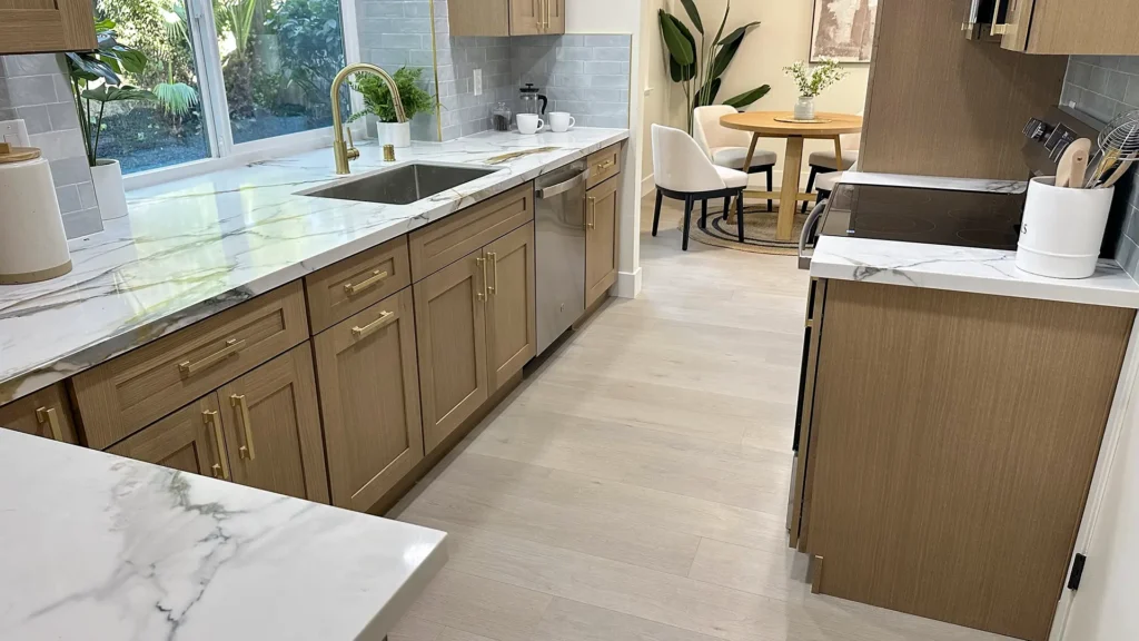 Kitchen remodel featuring soft-close cabinet hardware and consistently aligned custom pulls in Fair Oaks, CA by Tenax Construction