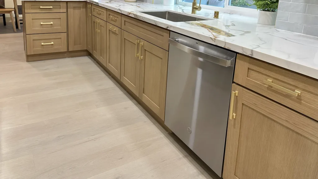 Kitchen remodel featuring premium quartz countertops with professional templating and seam placement in Fair Oaks, CA by Tenax Construction