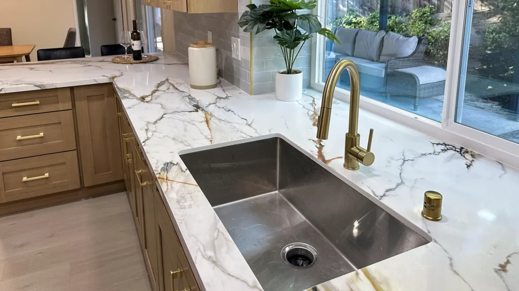 Kitchen remodel featuring repaired sheetrock with matching tape and texture for a smooth paint-ready surface in Fair Oaks, CA by Tenax Construction