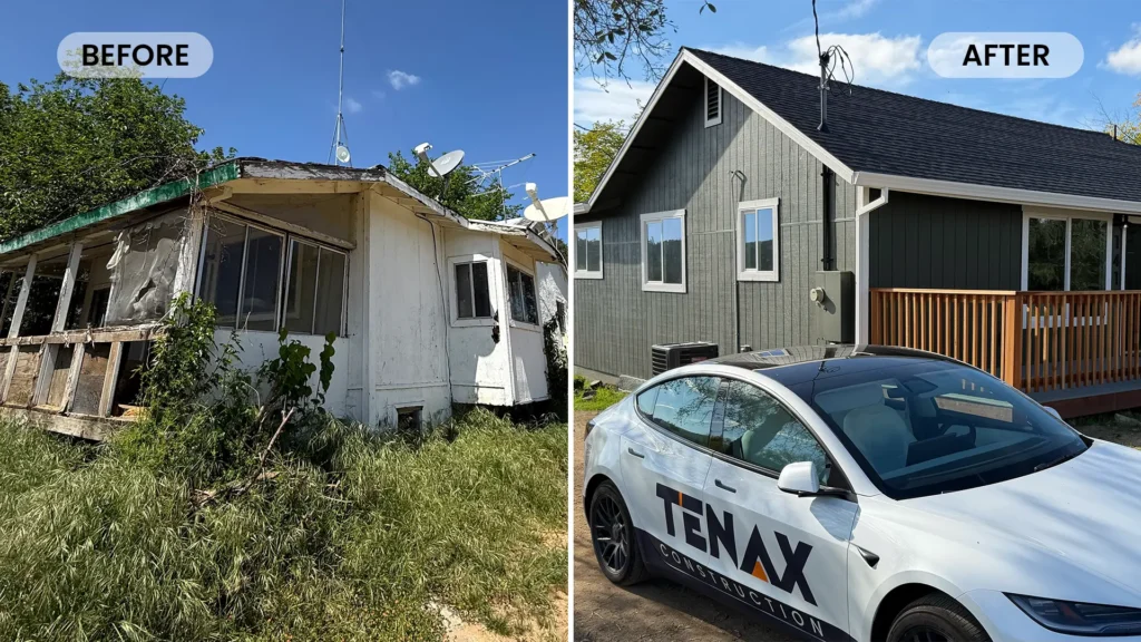 Complete home remodel featuring full demolition of existing roofing cabinetry fixtures and interior finishes in Lincoln, CA by Tenax Construction