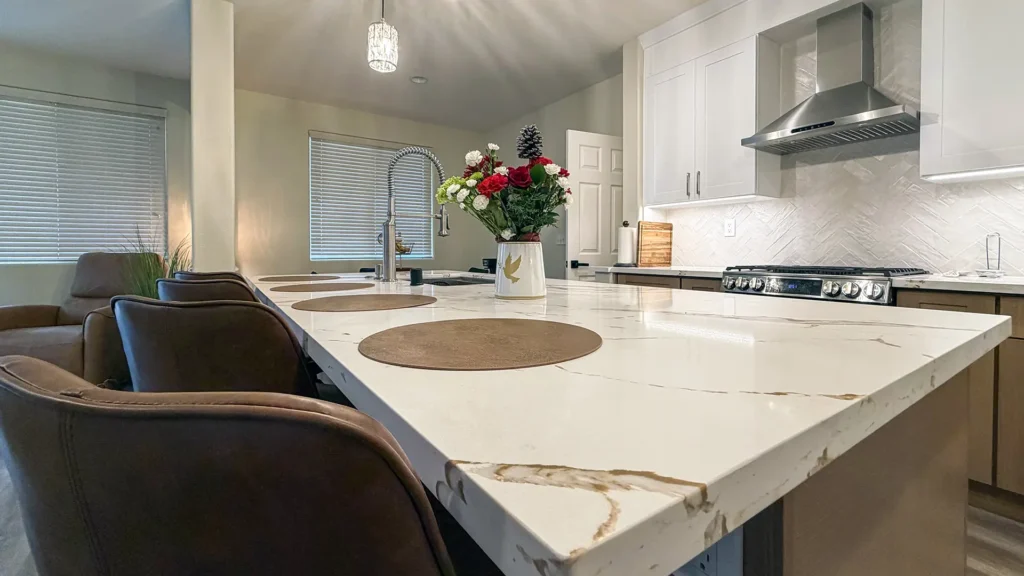 Full kitchen remodel featuring 4 new energy-efficient LED recessed lights with dimmer switch throughout kitchen in Elk Grove, CA by Tenax Construction