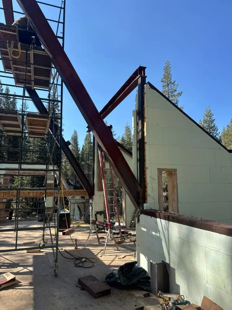 ICF mountain home construction featuring crawlspace slab with thermal insulation for cold climate performance in Soda Springs, CA by Tenax Construction