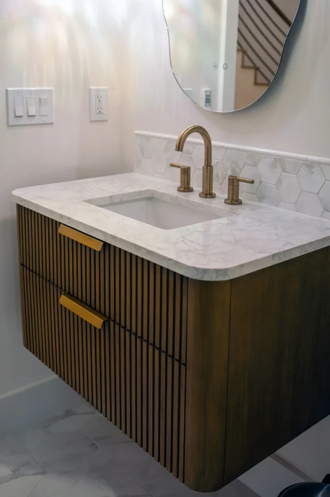 Full bathroom remodel featuring complete master and guest bathroom transformation from demolition to final finish in Sacramento, CA by Tenax Construction