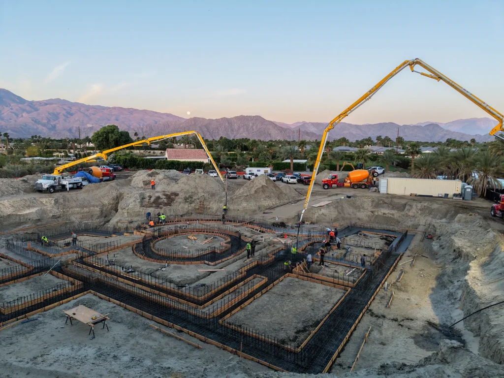 Luxury ICF custom home construction featuring Nudura self-adhesive waterproofing membrane installation in Indio, CA by Tenax Construction