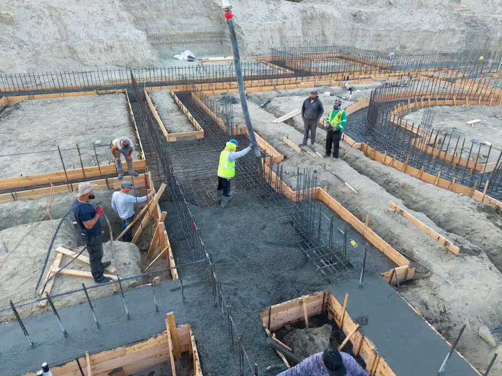 Luxury ICF custom home construction featuring phased concrete lift pour into ICF forms in Indio, CA by Tenax Construction