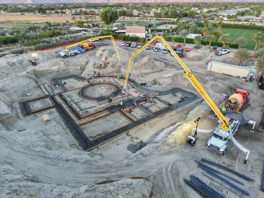 Luxury ICF custom home construction featuring custom radius ICF walls with structural rebar grid in Indio, CA by Tenax Construction