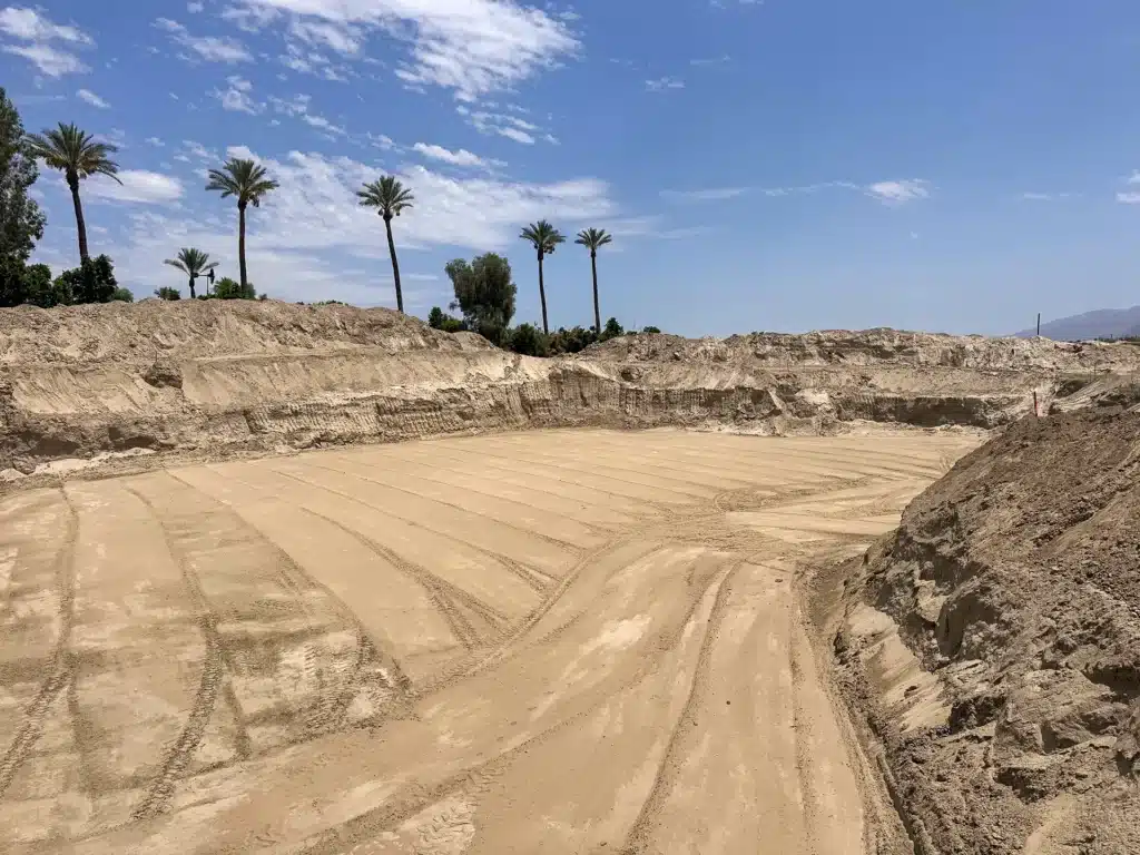 Luxury ICF custom home construction featuring stepped footing layout and rebar installation in Indio, CA by Tenax Construction