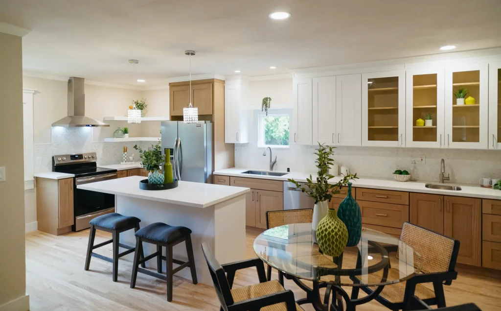 Complete kitchen remodel featuring custom cabinetry installation in Sacramento, CA by Tenax Construction