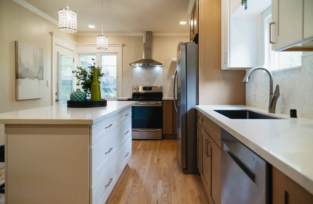 Complete kitchen remodel featuring rough-in and finish plumbing with dishwasher connection in Sacramento, CA by Tenax Construction