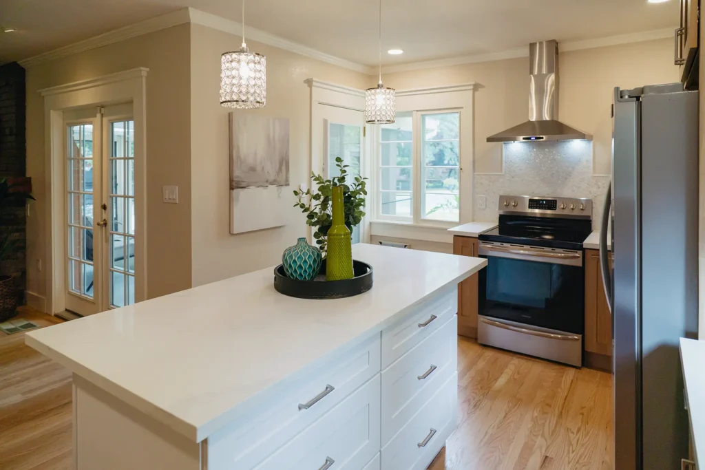 Complete kitchen remodel featuring undermount stainless steel sink and chrome kitchen faucet in Sacramento, CA by Tenax Construction